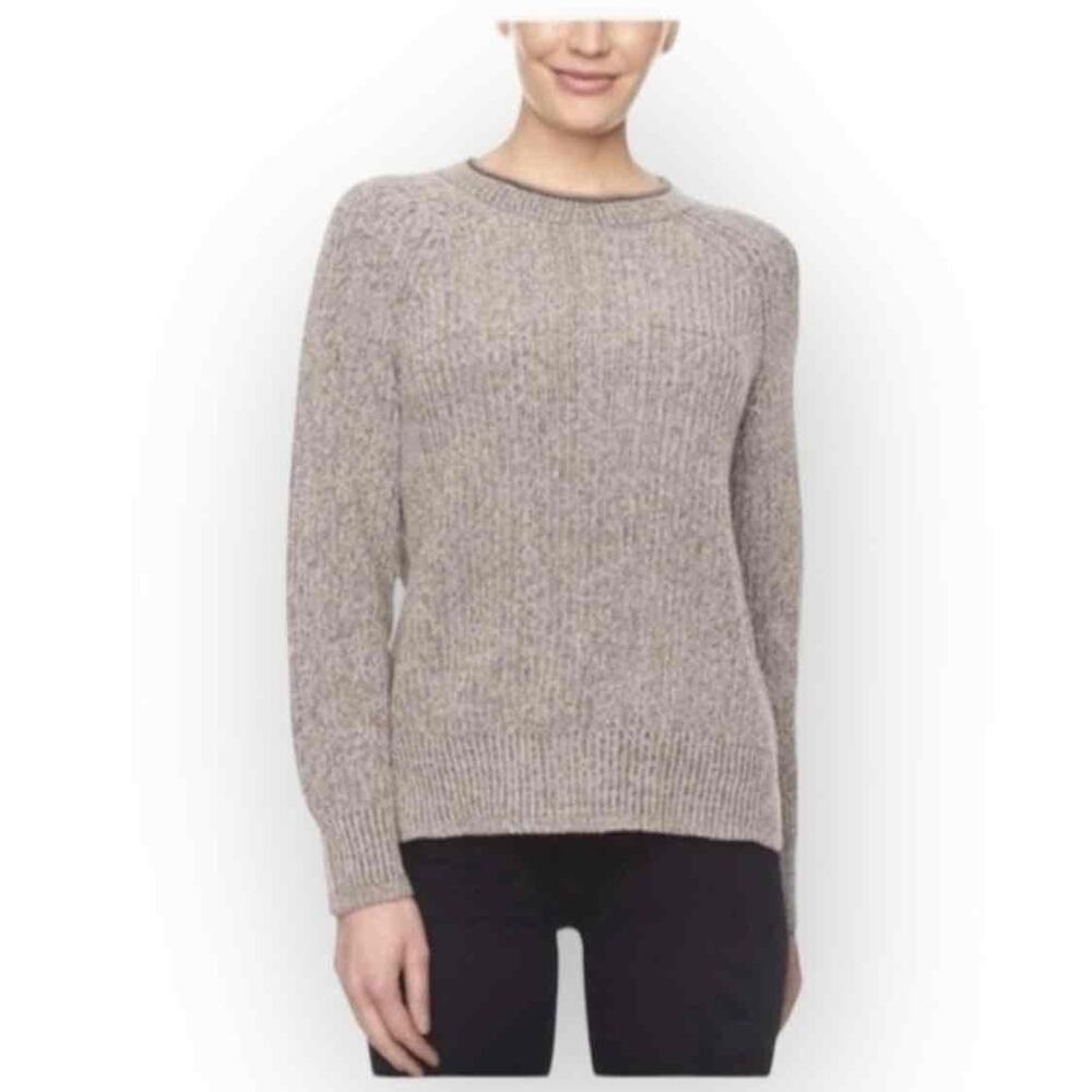 Ellen Tracy Marled Crewneck Sweater, Oatmeal Marl, Size Medium